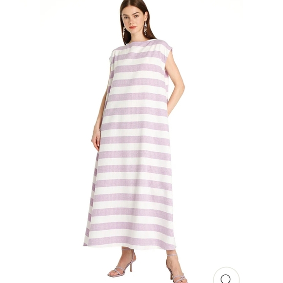 BAMBAH Striped Pink Kaftan Boutique line Maternity Dress One Size Fits Most - Picture 1 of 6